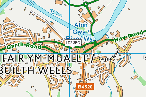 LD2 3BG map - OS VectorMap District (Ordnance Survey)