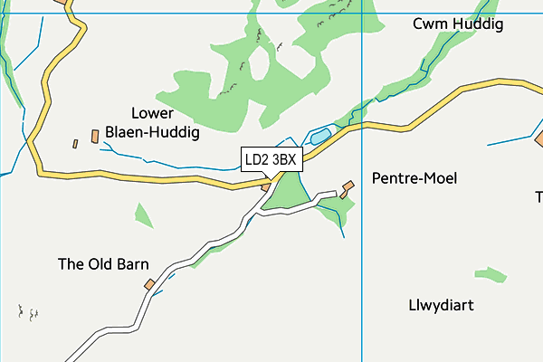 LD2 3BX map - OS VectorMap District (Ordnance Survey)