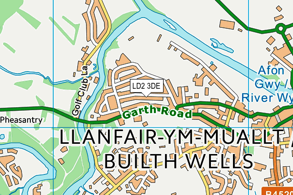 LD2 3DE map - OS VectorMap District (Ordnance Survey)