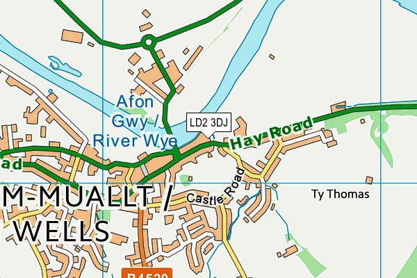 LD2 3DJ map - OS VectorMap District (Ordnance Survey)