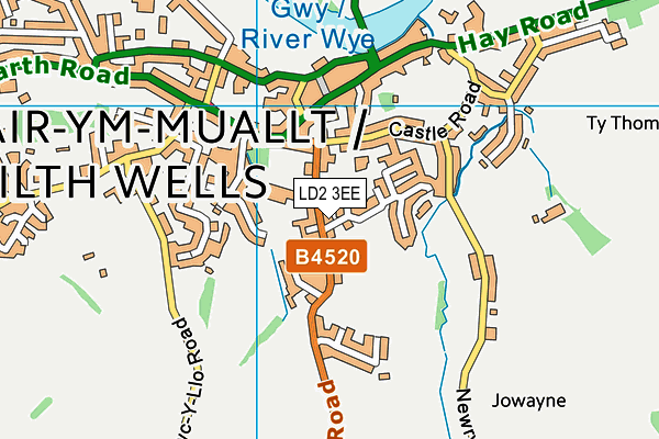 LD2 3EE map - OS VectorMap District (Ordnance Survey)