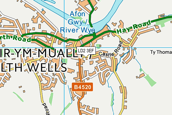 LD2 3EF map - OS VectorMap District (Ordnance Survey)