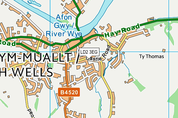 LD2 3EG map - OS VectorMap District (Ordnance Survey)