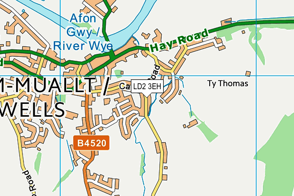 LD2 3EH map - OS VectorMap District (Ordnance Survey)