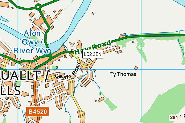 LD2 3EN map - OS VectorMap District (Ordnance Survey)