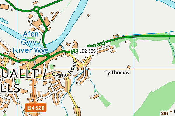 LD2 3ES map - OS VectorMap District (Ordnance Survey)