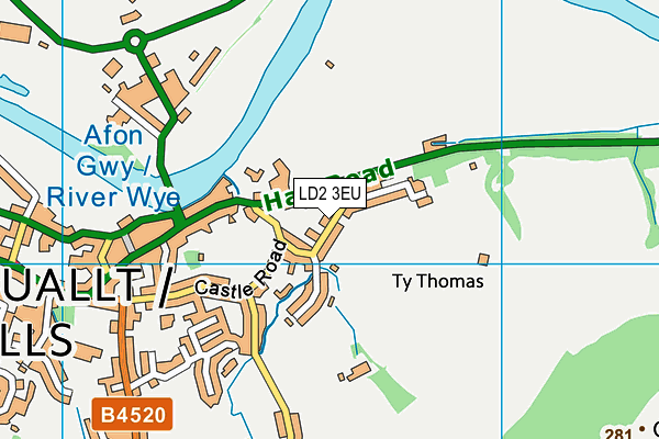 LD2 3EU map - OS VectorMap District (Ordnance Survey)