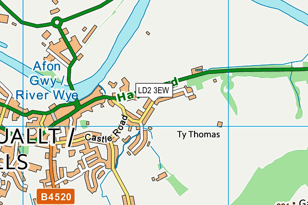 LD2 3EW map - OS VectorMap District (Ordnance Survey)