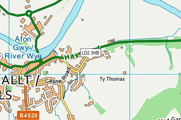 LD2 3HB map - OS VectorMap District (Ordnance Survey)