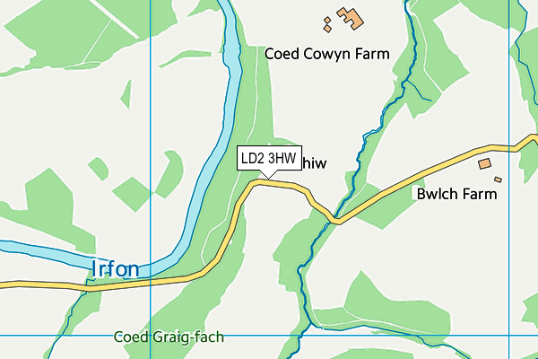 LD2 3HW map - OS VectorMap District (Ordnance Survey)