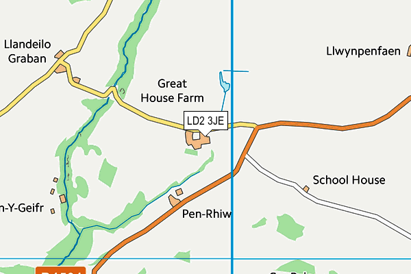 LD2 3JE map - OS VectorMap District (Ordnance Survey)