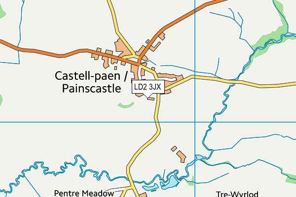 LD2 3JX map - OS VectorMap District (Ordnance Survey)