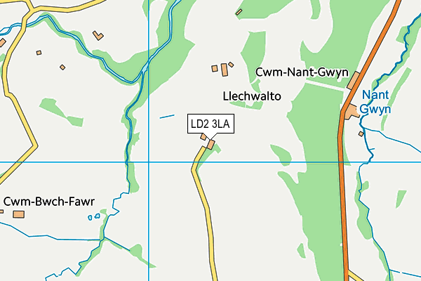 LD2 3LA map - OS VectorMap District (Ordnance Survey)