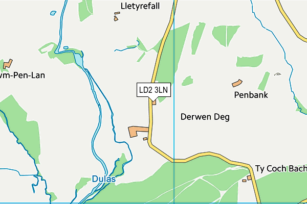 LD2 3LN map - OS VectorMap District (Ordnance Survey)