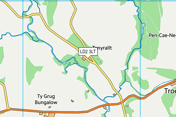 LD2 3LT map - OS VectorMap District (Ordnance Survey)