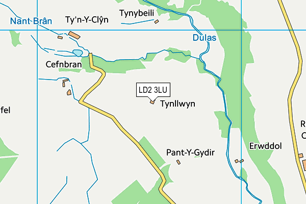 LD2 3LU map - OS VectorMap District (Ordnance Survey)