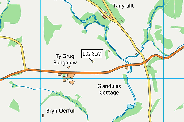 LD2 3LW map - OS VectorMap District (Ordnance Survey)