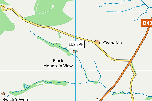 LD2 3PF map - OS VectorMap District (Ordnance Survey)