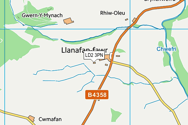 LD2 3PN map - OS VectorMap District (Ordnance Survey)