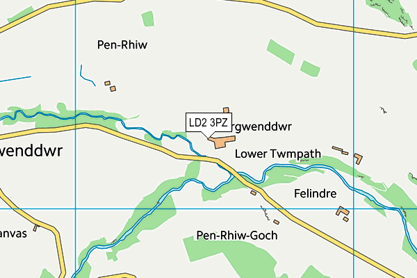 LD2 3PZ map - OS VectorMap District (Ordnance Survey)