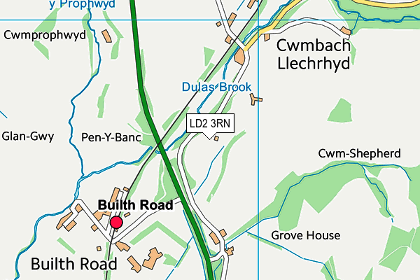 LD2 3RN map - OS VectorMap District (Ordnance Survey)