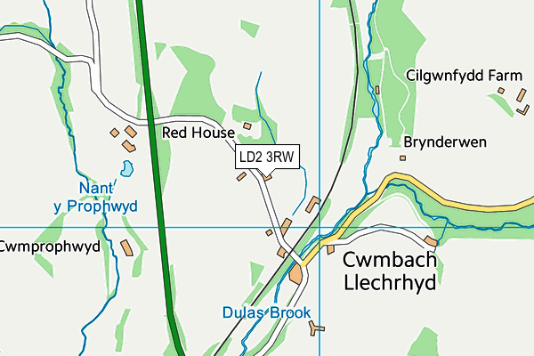 LD2 3RW map - OS VectorMap District (Ordnance Survey)