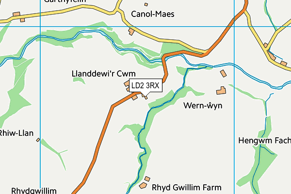 LD2 3RX map - OS VectorMap District (Ordnance Survey)