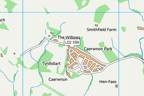 LD2 3SN map - OS VectorMap District (Ordnance Survey)