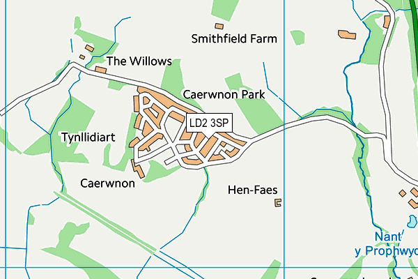 LD2 3SP map - OS VectorMap District (Ordnance Survey)