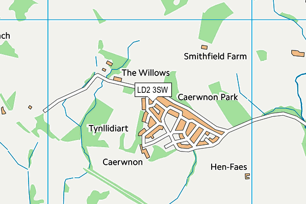 LD2 3SW map - OS VectorMap District (Ordnance Survey)