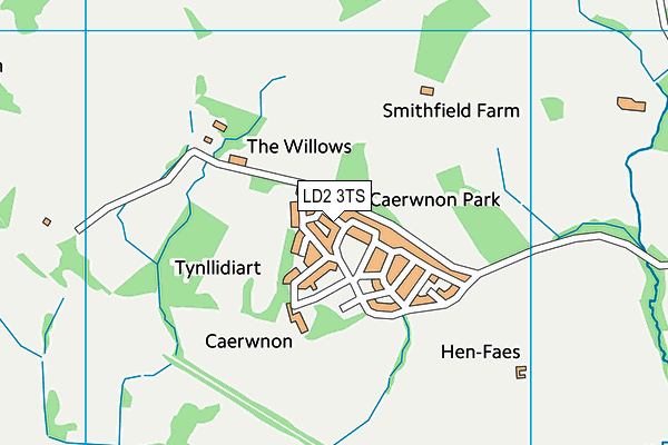 LD2 3TS map - OS VectorMap District (Ordnance Survey)