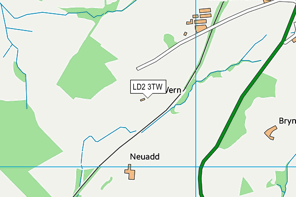 LD2 3TW map - OS VectorMap District (Ordnance Survey)