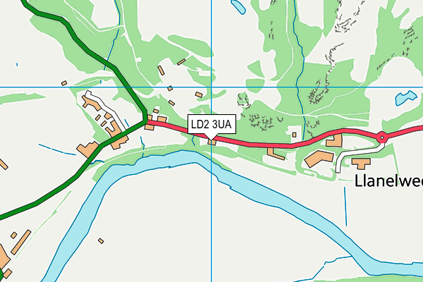 LD2 3UA map - OS VectorMap District (Ordnance Survey)