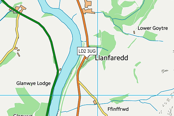 LD2 3UG map - OS VectorMap District (Ordnance Survey)