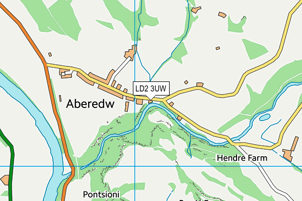 LD2 3UW map - OS VectorMap District (Ordnance Survey)