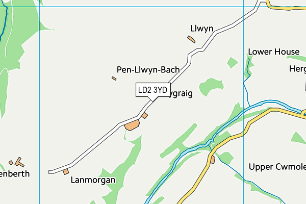 LD2 3YD map - OS VectorMap District (Ordnance Survey)