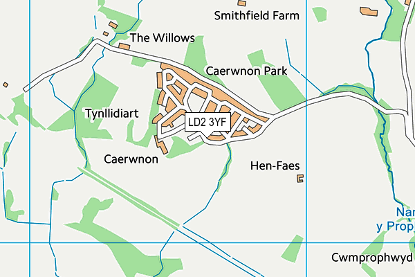 LD2 3YF map - OS VectorMap District (Ordnance Survey)