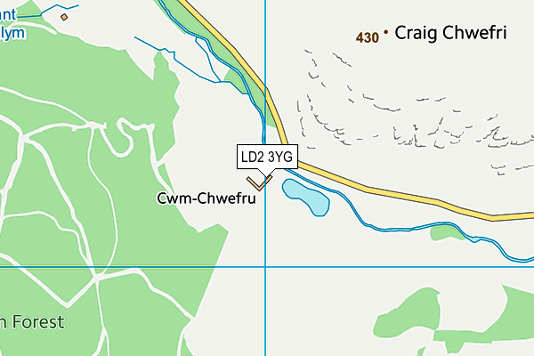 LD2 3YG map - OS VectorMap District (Ordnance Survey)