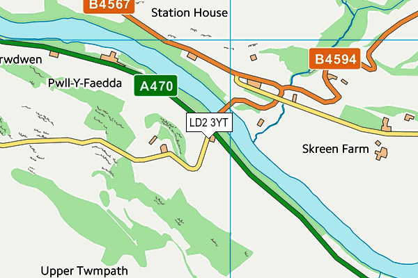 LD2 3YT map - OS VectorMap District (Ordnance Survey)