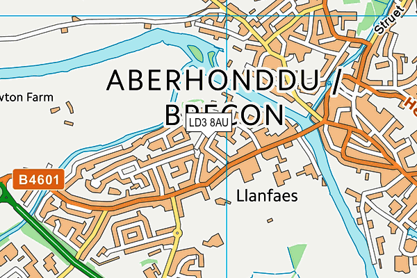 LD3 8AU map - OS VectorMap District (Ordnance Survey)