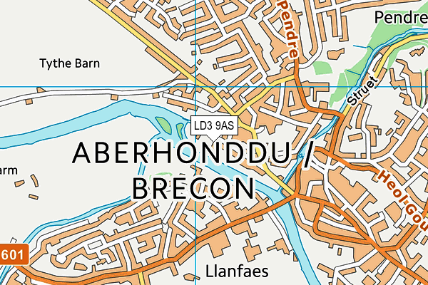 LD3 9AS map - OS VectorMap District (Ordnance Survey)