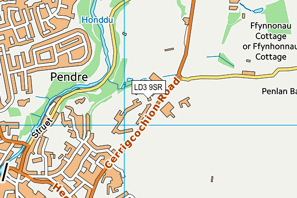 Brecon High School map (LD3 9SR) - OS VectorMap District (Ordnance Survey)