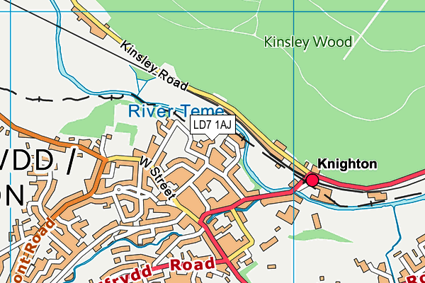 LD7 1AJ map - OS VectorMap District (Ordnance Survey)