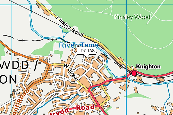 LD7 1AS map - OS VectorMap District (Ordnance Survey)