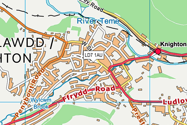 LD7 1AU map - OS VectorMap District (Ordnance Survey)