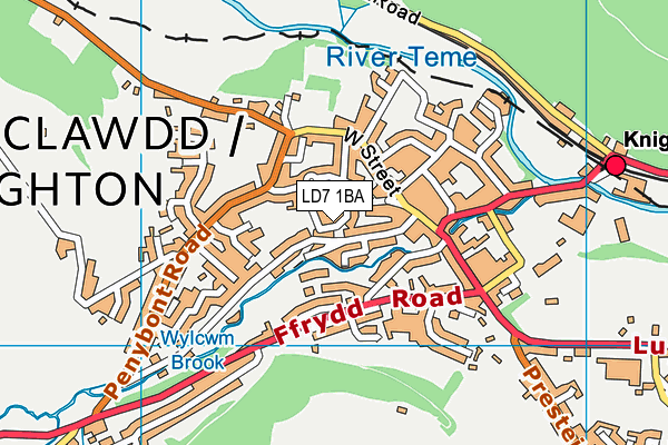 LD7 1BA map - OS VectorMap District (Ordnance Survey)