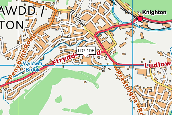 LD7 1DF map - OS VectorMap District (Ordnance Survey)