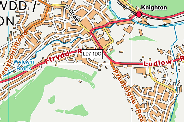 LD7 1DG map - OS VectorMap District (Ordnance Survey)