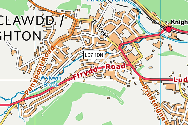 LD7 1DN map - OS VectorMap District (Ordnance Survey)