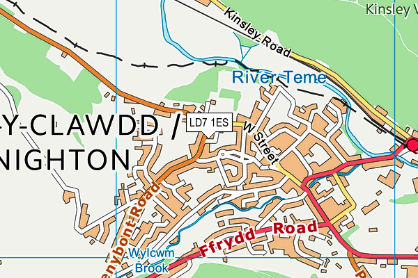 LD7 1ES map - OS VectorMap District (Ordnance Survey)